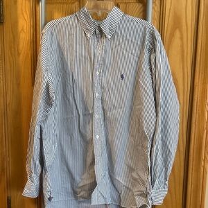 Ralph Lauren Men’s Navy and White Striped Button-Down Shirt